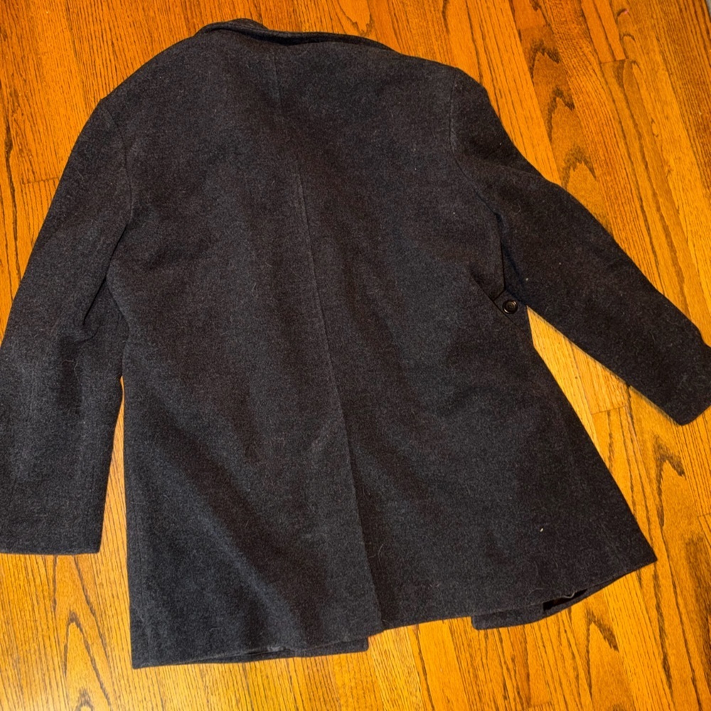 Banana Republic Wool & Cashmere Blend Heather Black Pea Coat Long Jacket Gray - Picture 6 of 6